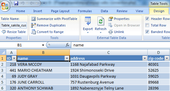 mysql odbc excel 2007  partial data