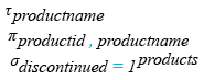 Relational Algebra Expression: MySQL Northwind: Display discontinued Product list.