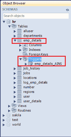 mysql schema with triggers