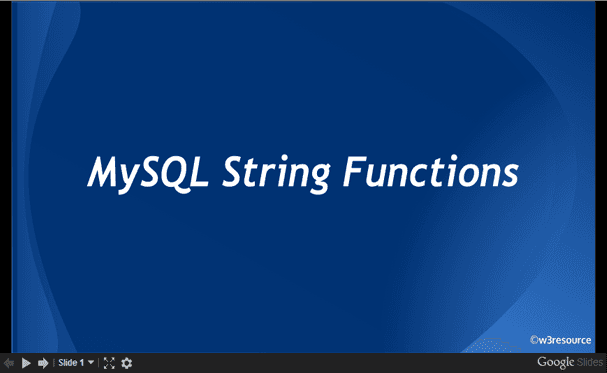 MySQL String Functies, diapresentatie