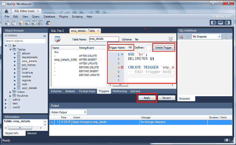 mysql workbench create trigger