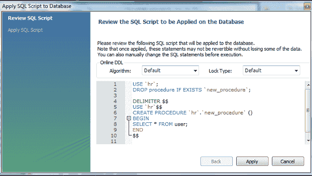 mysql 5.6workbench save procedure