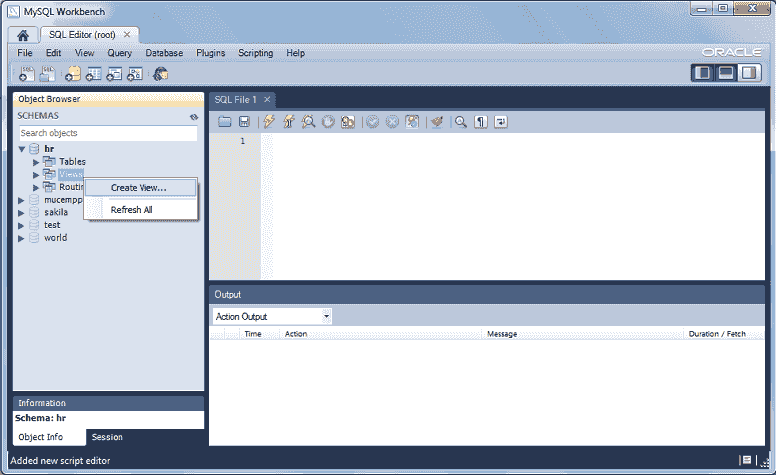 mysql 5.6 workbench selece views