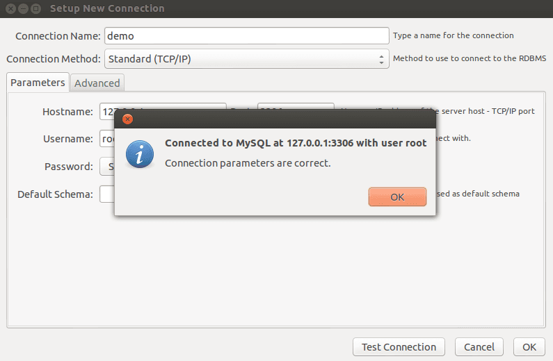 MySQL Workbench New Connection Step 4