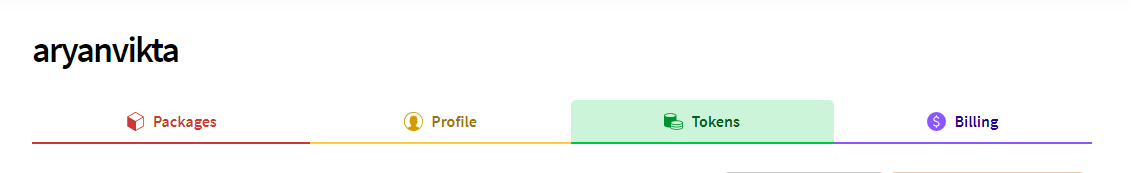 npm click on the Tokens