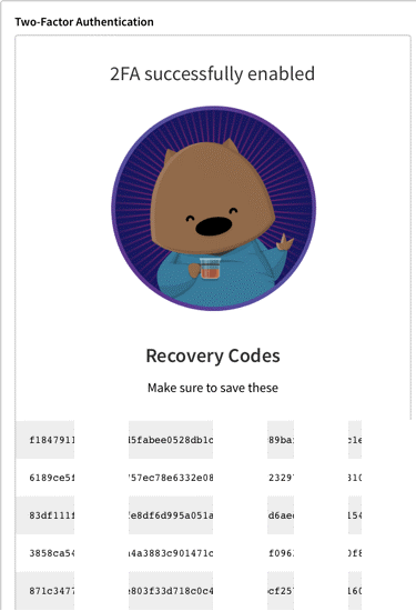 npm display recovery codes