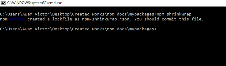 npm shrinkwrap command