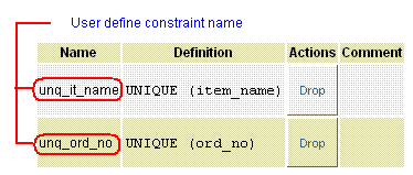 postgresql unique constraint with constraint name data dictionary