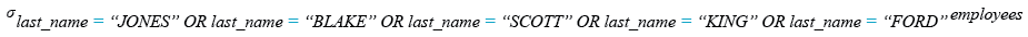 Relational Algebra Expression: Select all information of employees against some specific last name.