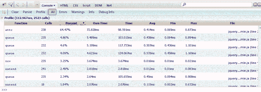 profile javascript firebug
