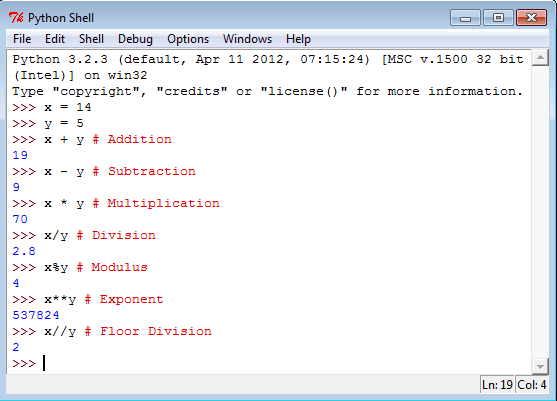 Python arithmetic operators