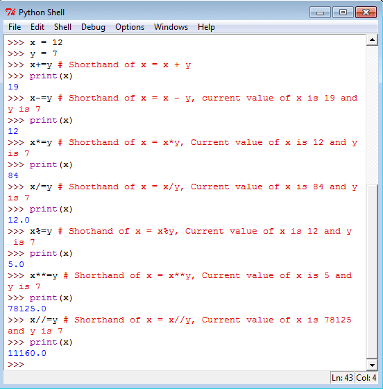 Python assignment operators