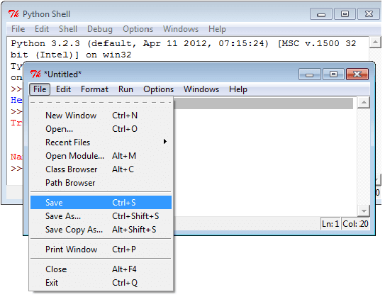 How to save file in Python IDLE