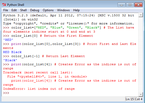 Python List indices