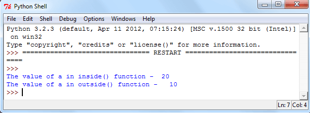 python local varaible example