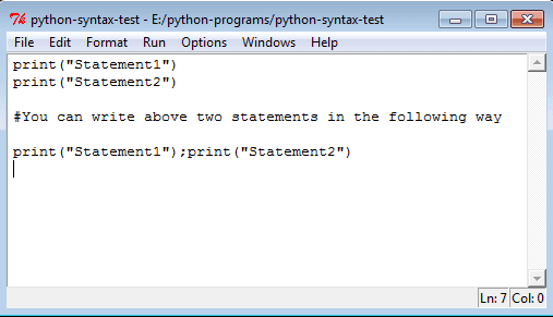 Python multiple statement into a single line