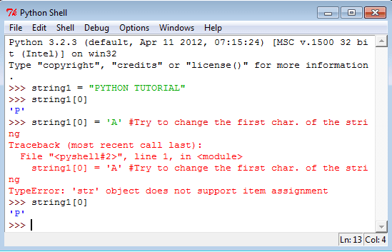 Python strings are immutable