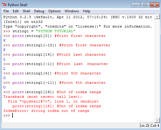 Indexing in Python string