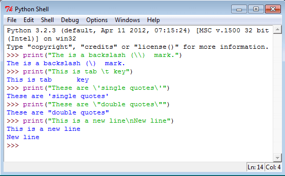 Python strings special characters