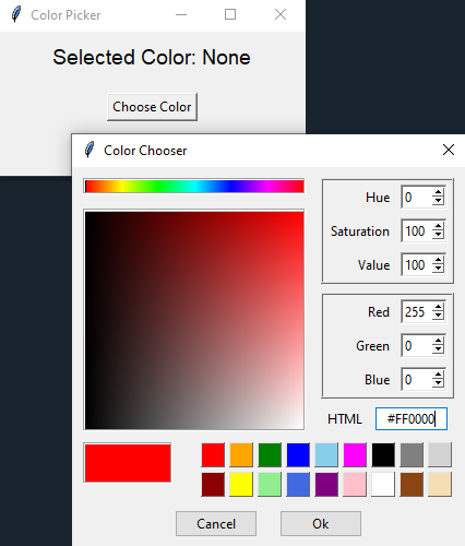 Tkinter: Create a Python Tkinter application with color picker. Part-2