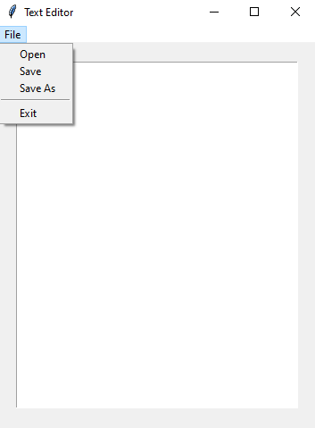 Tkinter: Python Tkinter text editor with file dialogs. Part-1.