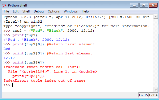 python tuple indexing