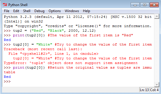 Python tuples are immutable