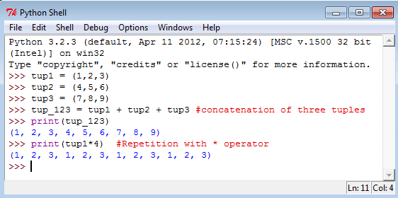 python tuples with the operator