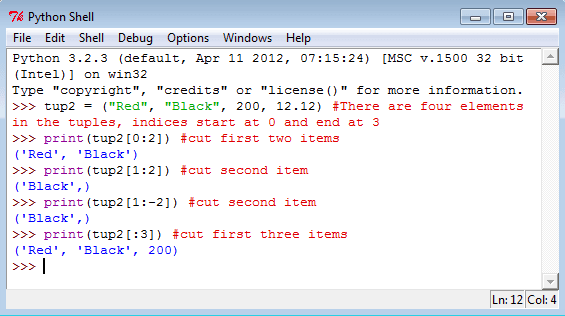 Slice a Python tuples