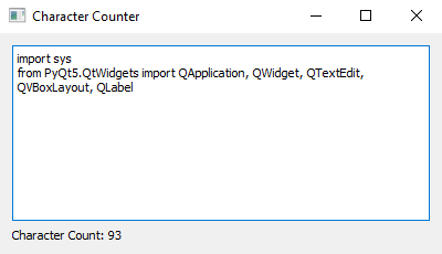 PyQt: Python PyQt character counter notepad. Part-2