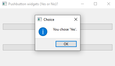 PyQt: Python PyQt program  - Yes or No buttons. Part-2