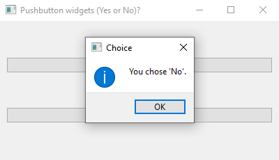PyQt: Python PyQt program  - Yes or No buttons. Part-3