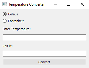 PyQt: Python PyQt program - Temperature converter. Part-1