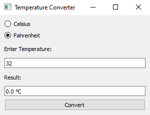 PyQt: Python PyQt program - Temperature converter. Part-3