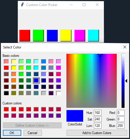 Tkinter: Creating a custom color picker in Python with Tkinter. Part-2