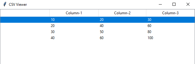 Tkinter: Python Tkinter CSV viewer with tabular display. Part-1