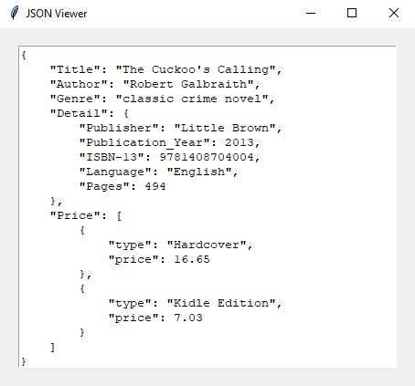 Tkinter: Python Tkinter JSON viewer. Part-1