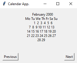 Tkinter: Create a basic calendar application with Python Tkinter. part-1