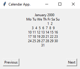 Tkinter: Create a basic calendar application with Python Tkinter. part-2
