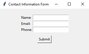 Tkinter: Create a contact information form with Python Tkinter. part-1
