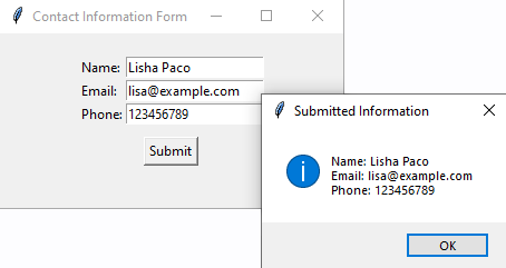 Tkinter: Create a contact information form with Python Tkinter. part-2