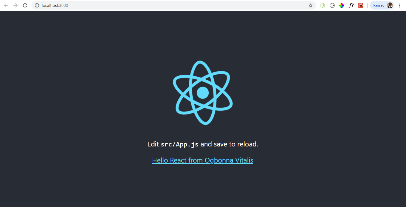 React Hello World Application-2