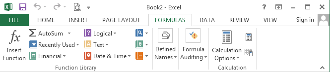 Excel: Formulas-ribbon
