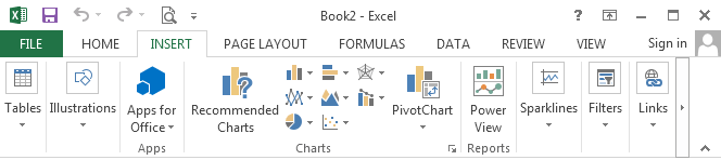 Excel: Insert ribbon