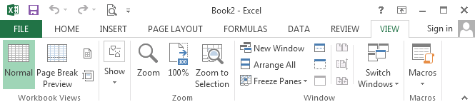 Excel: View-ribbon