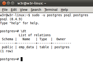 Psql show table data