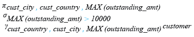 Relational Algebra Expression: MAX() function  with Having.