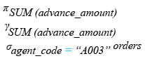 Relational Algebra Expression: SQL SUM() with where.