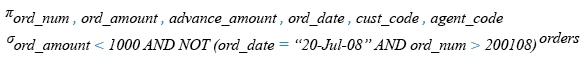 Relational Algebra Expression: SQL Logical AND OR NOT with date value.