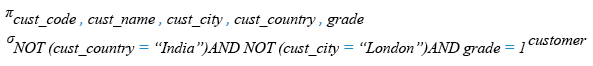 Relational Algebra Expression: SQL Logical multiple NOT with equal to (=) operator.